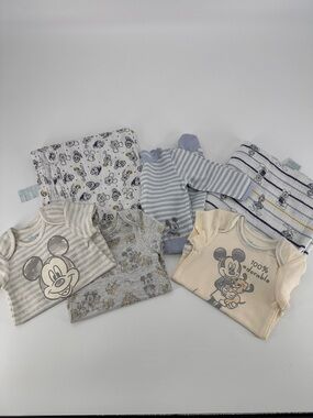 Disney Mickey Mouse Bundle - 3 Onsies, 1 Sleeper, 2 receiving blankets